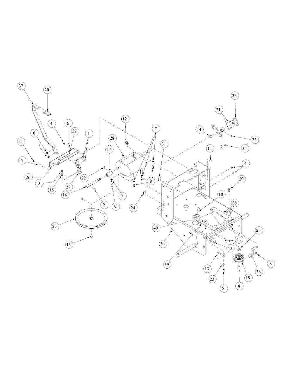 Deck Assembly Narrow Track Diagram and Parts List for G1752 55AE224T150-WAM Cub Cadet Lawn Mower